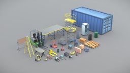 Low Poly Warehouse Props For Games