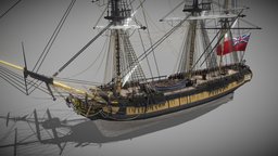 38 Gun Frigate L`Aurore (Furnished Interior)1765