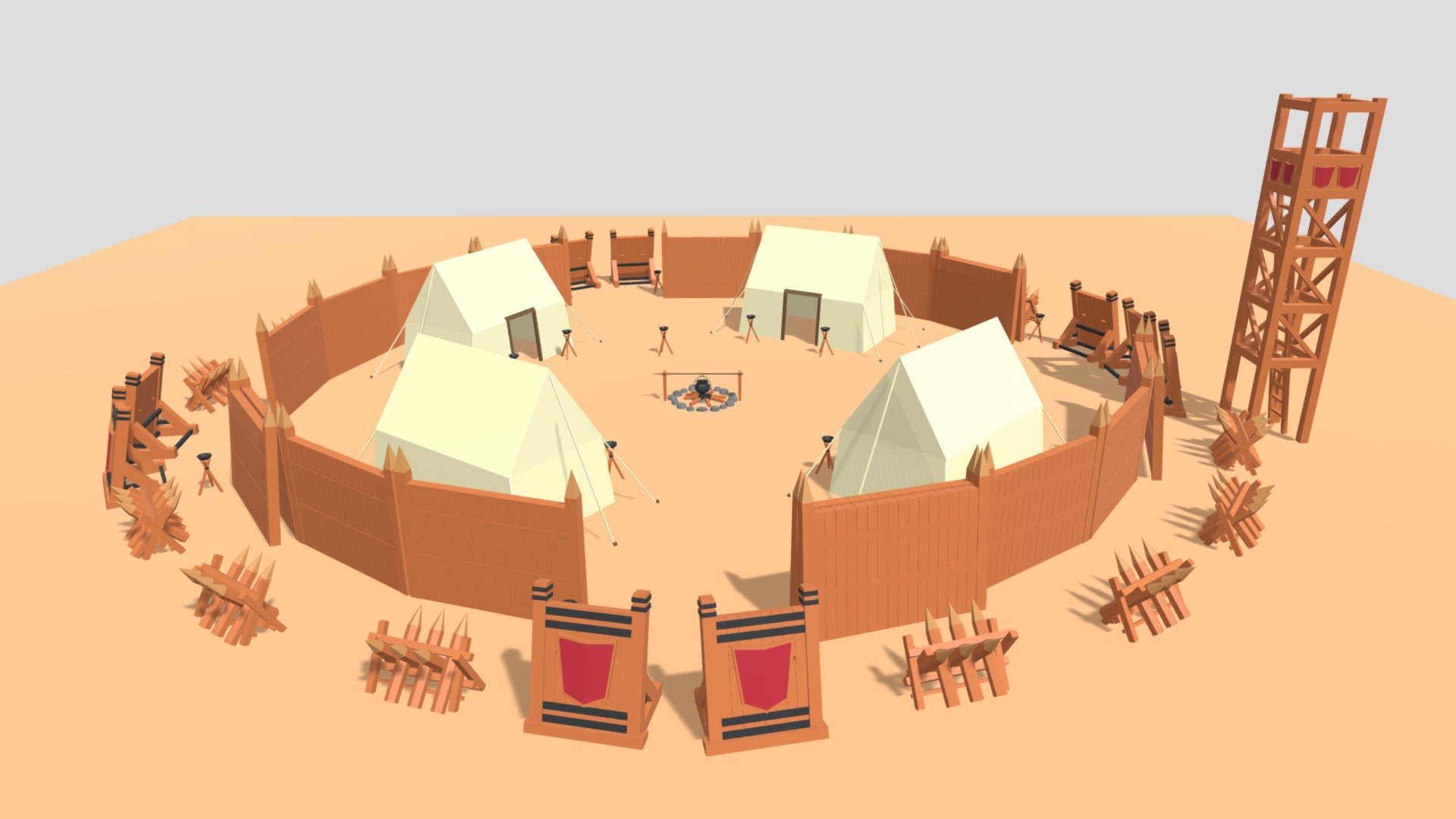 Cartoon Medieval Barracks 3d model