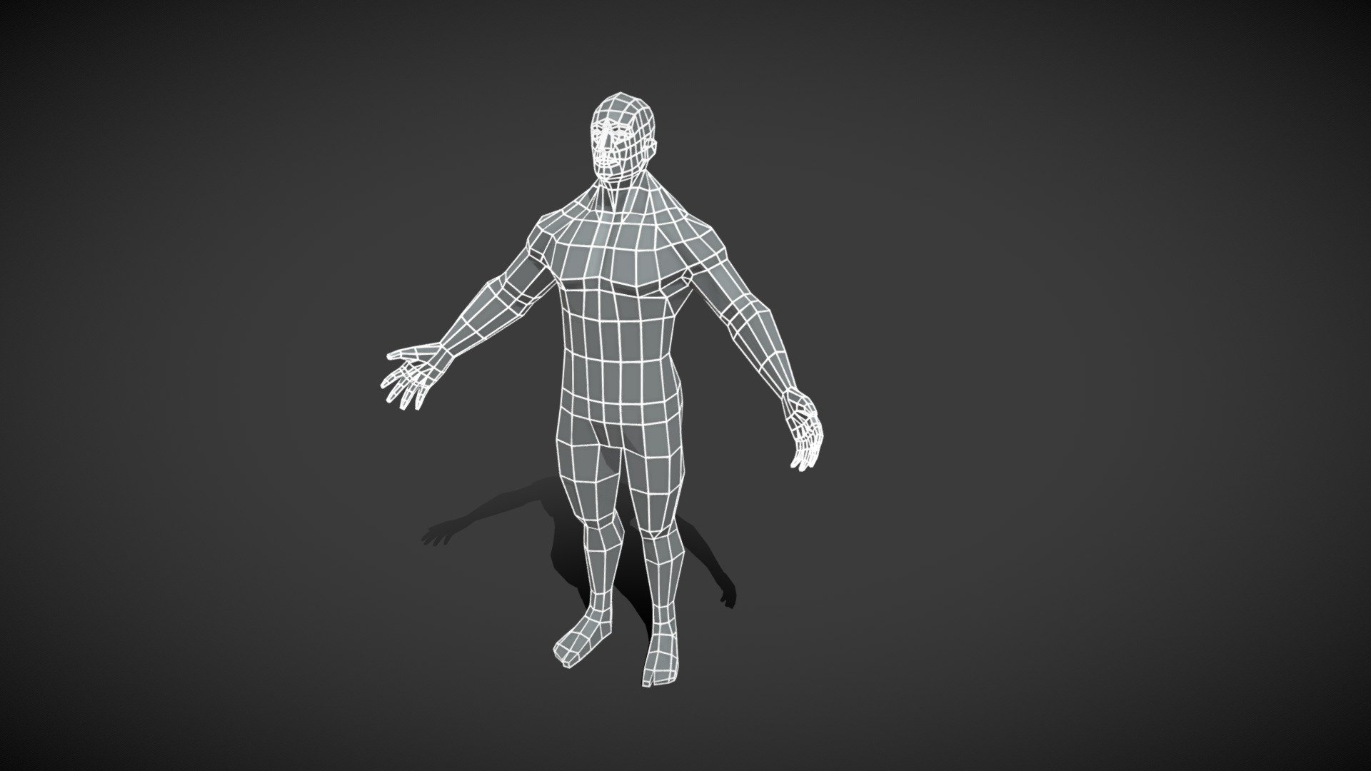 Muscular Male Body Base Mesh 1000 Polygons 3d model