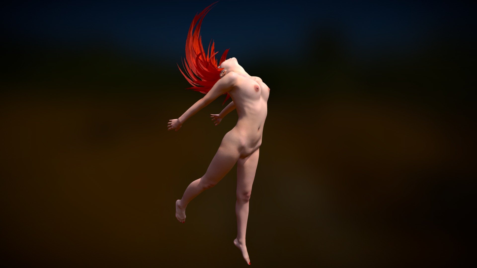 Nude Girl Jumping 3d model