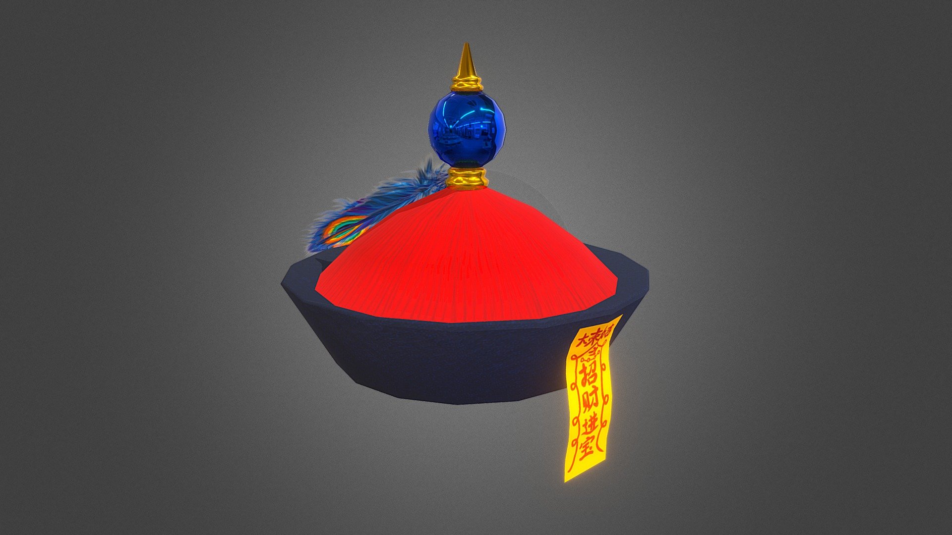 PBR workflow Chinese-style zombie hat 3d model