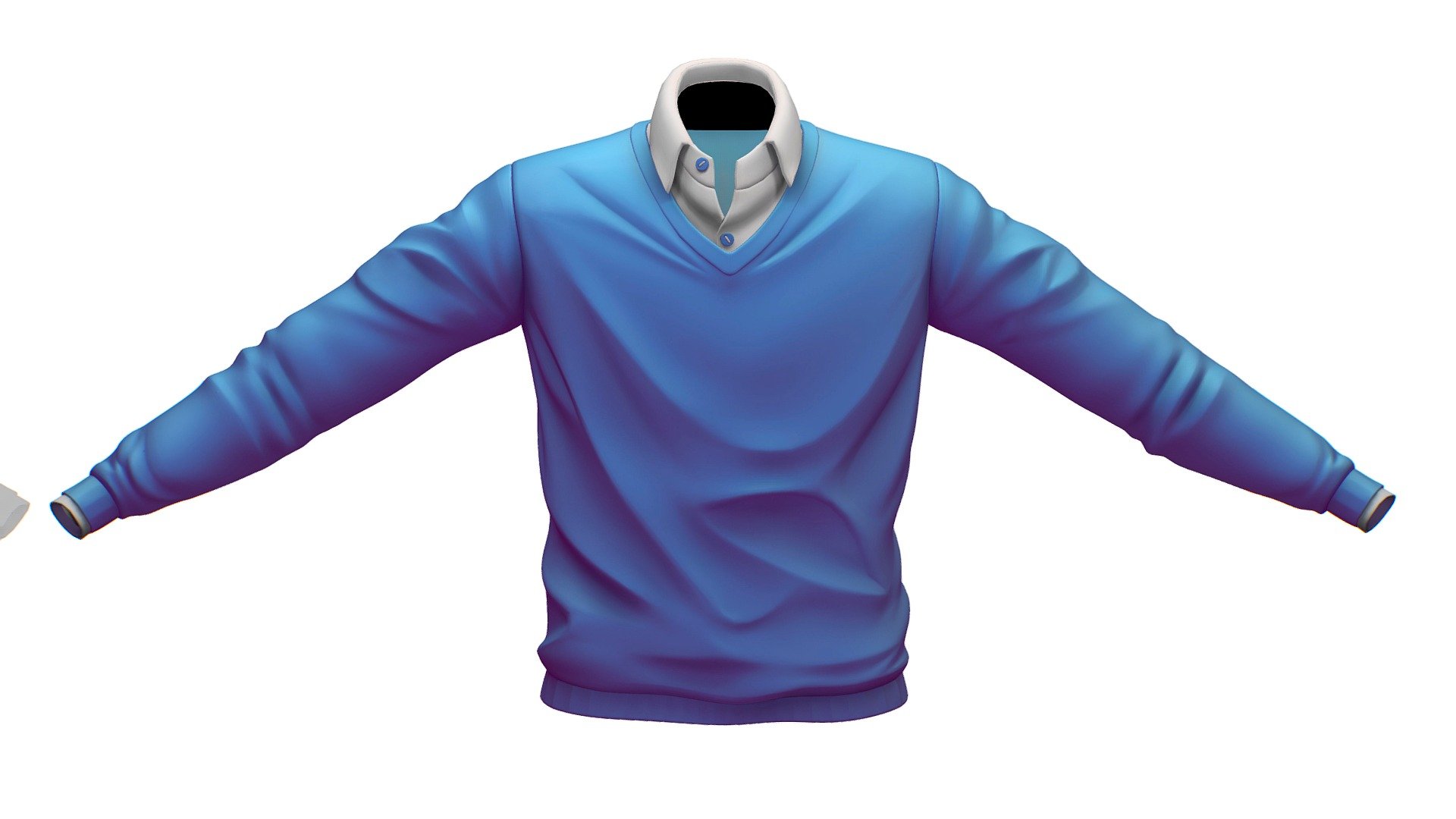 Cartoon High Poly Subdivision Sweater Blue 3d model