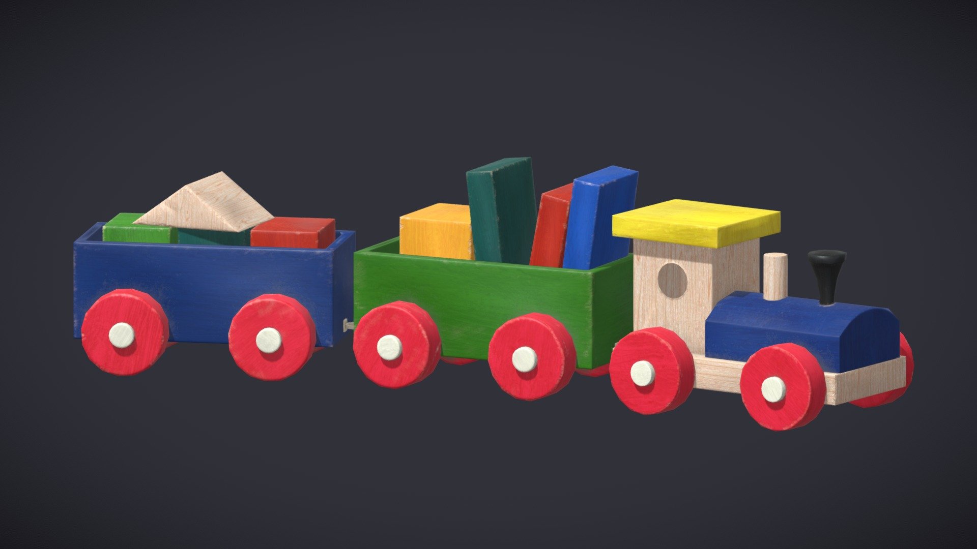 Wooden Toy Train 3d model