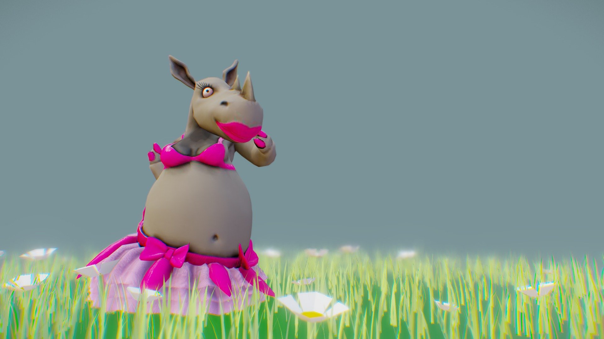 Rhino in a tutu 3d model