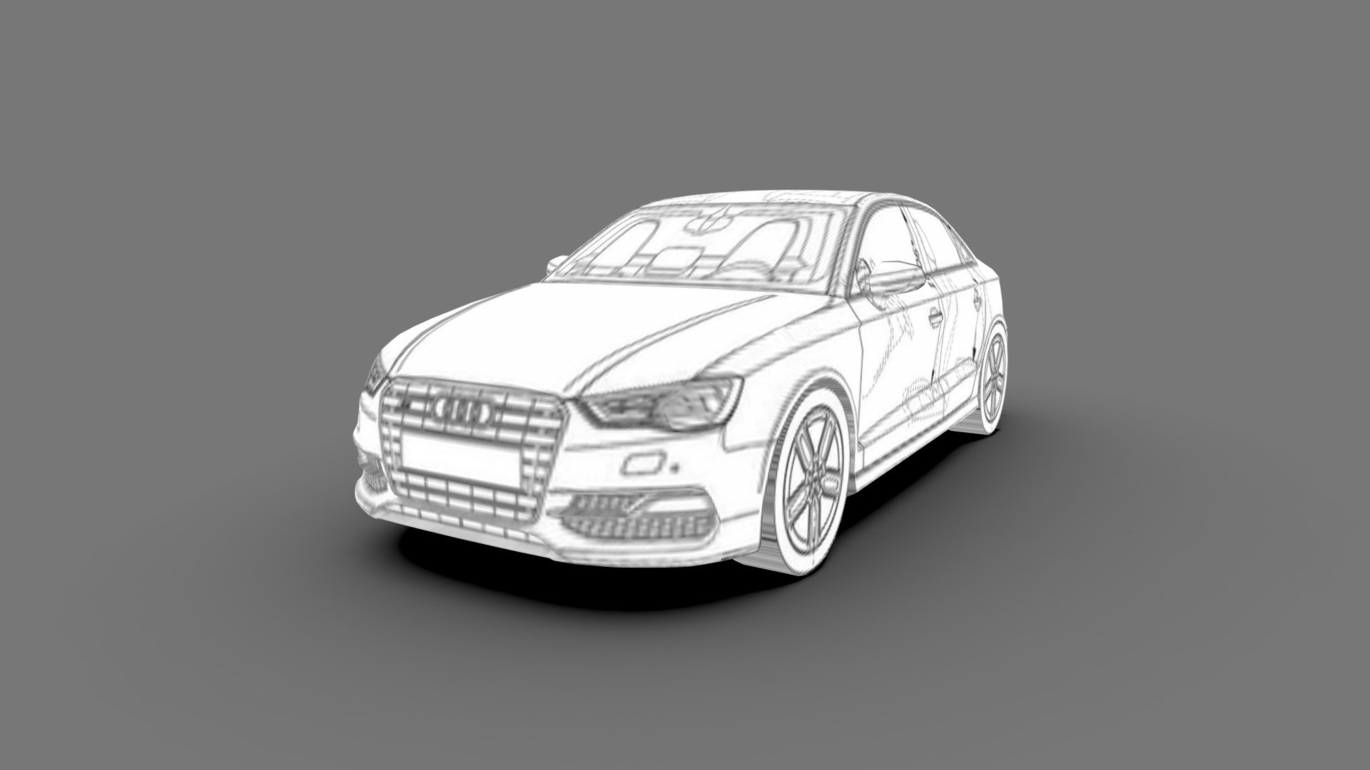 Audi A3 Limousine 3d blueprint 3d model