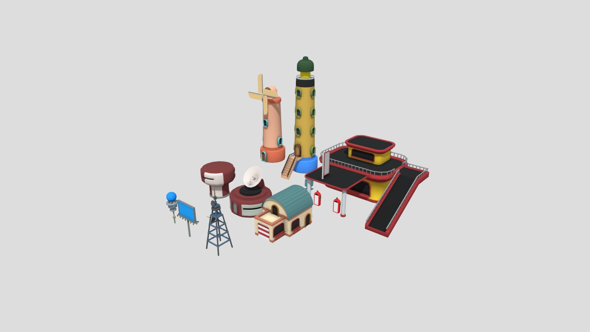 Environment design for hyper-casual games 3d model