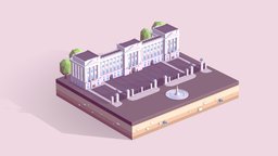 Cartoon Low Poly Buckingham Palace