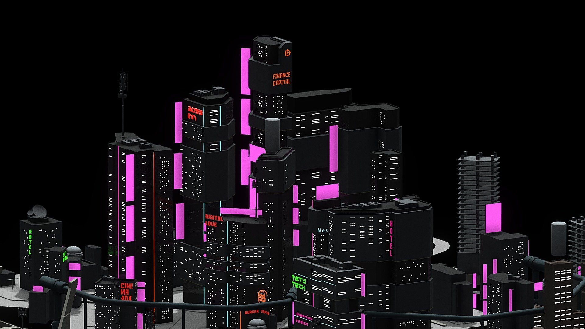 Cyberpunk City 3d model