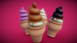 Stylized Ice Cream Cones, Multiple Flavors.