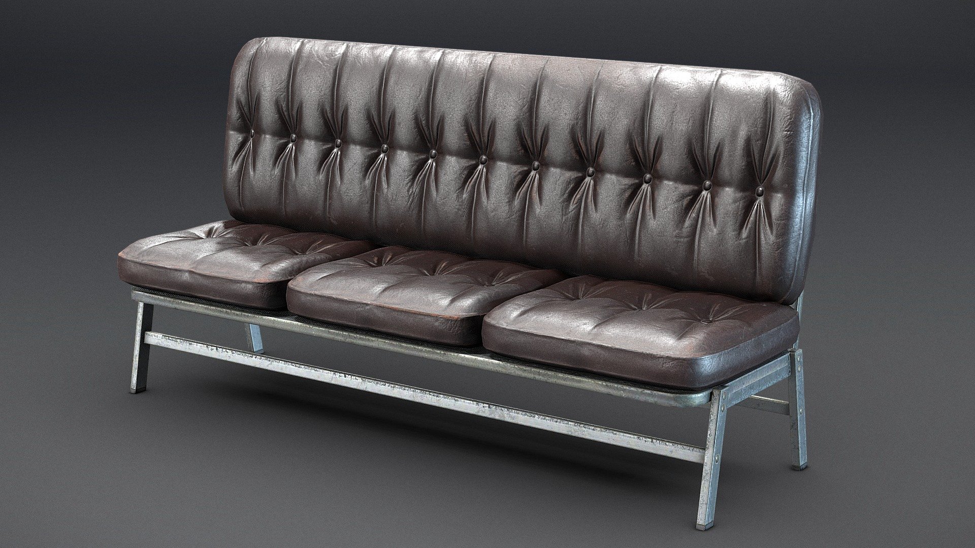 Waiting room leather sofa 3d model