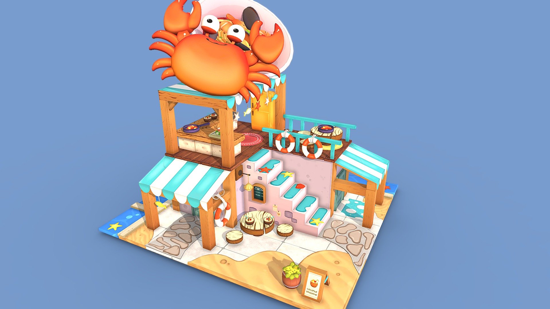 Seafood Restaurant | 3D stylized diorama 3d model