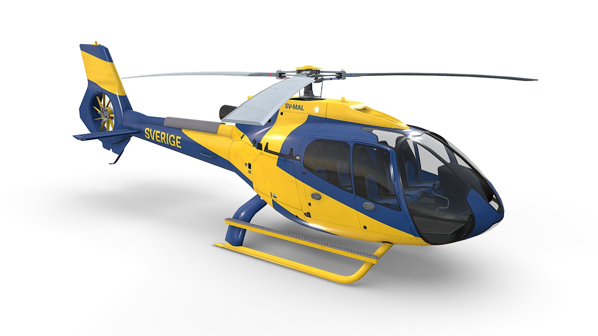 Sverige Helicopter Airbus H130 Livery 30 3d model