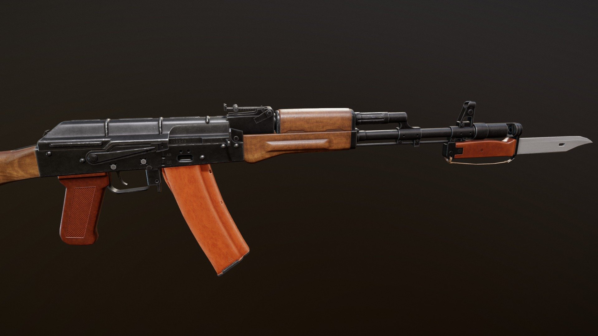 AK-74 with bayonet 3d model