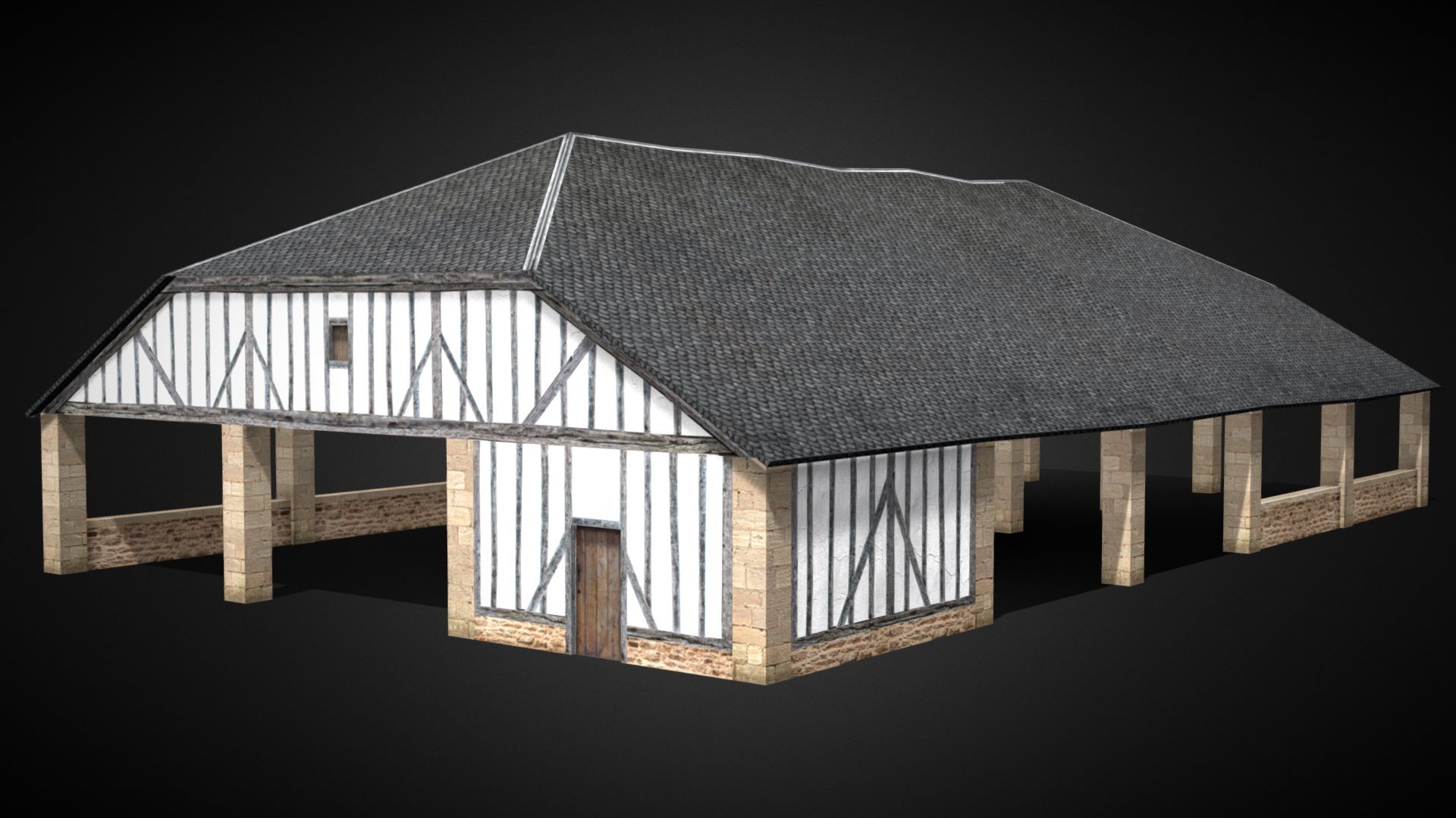 Medieval Market Hall 3d model