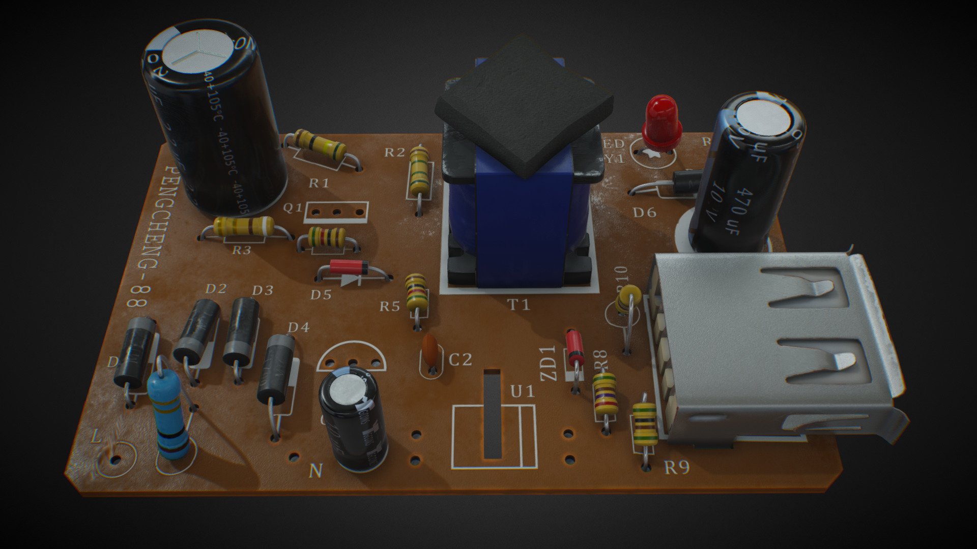 Printed circuit board 3d model