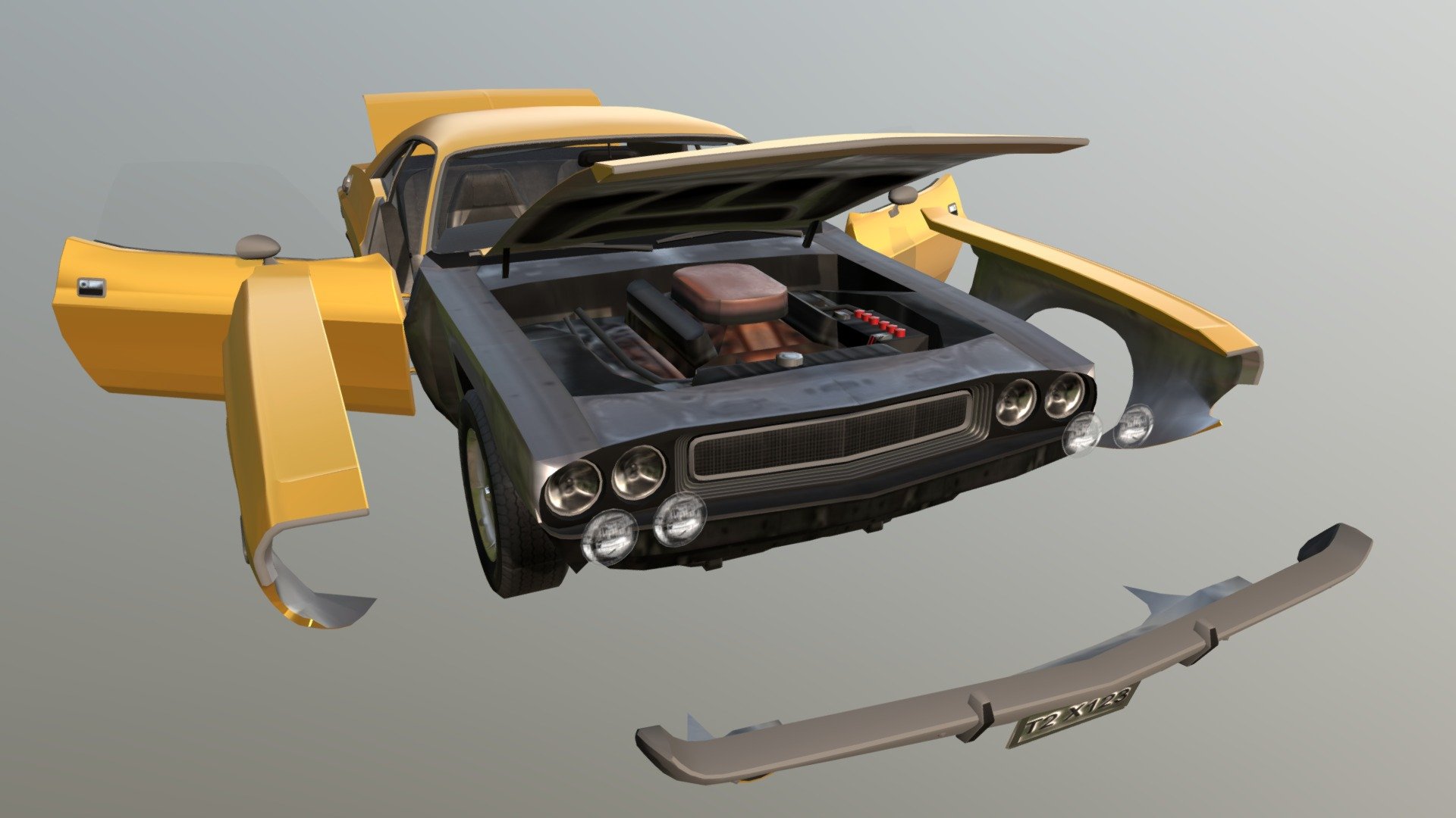 Real Car 11 Separated Parts 3d model