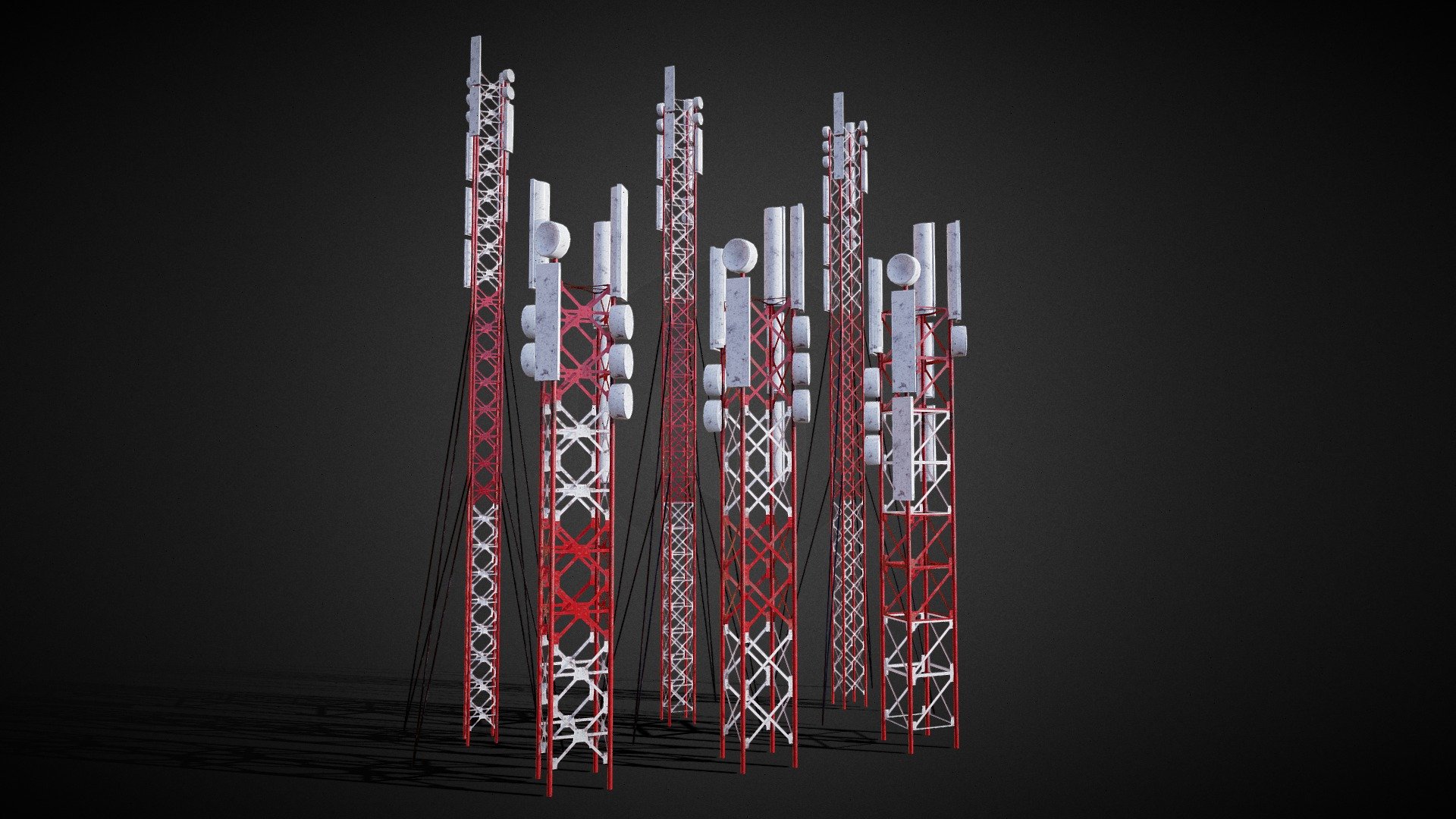 Telecommunication Tower Low-Poly Free 3d model