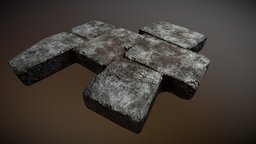 Rustic Pavers Set02 Low Poly | Gray Stone