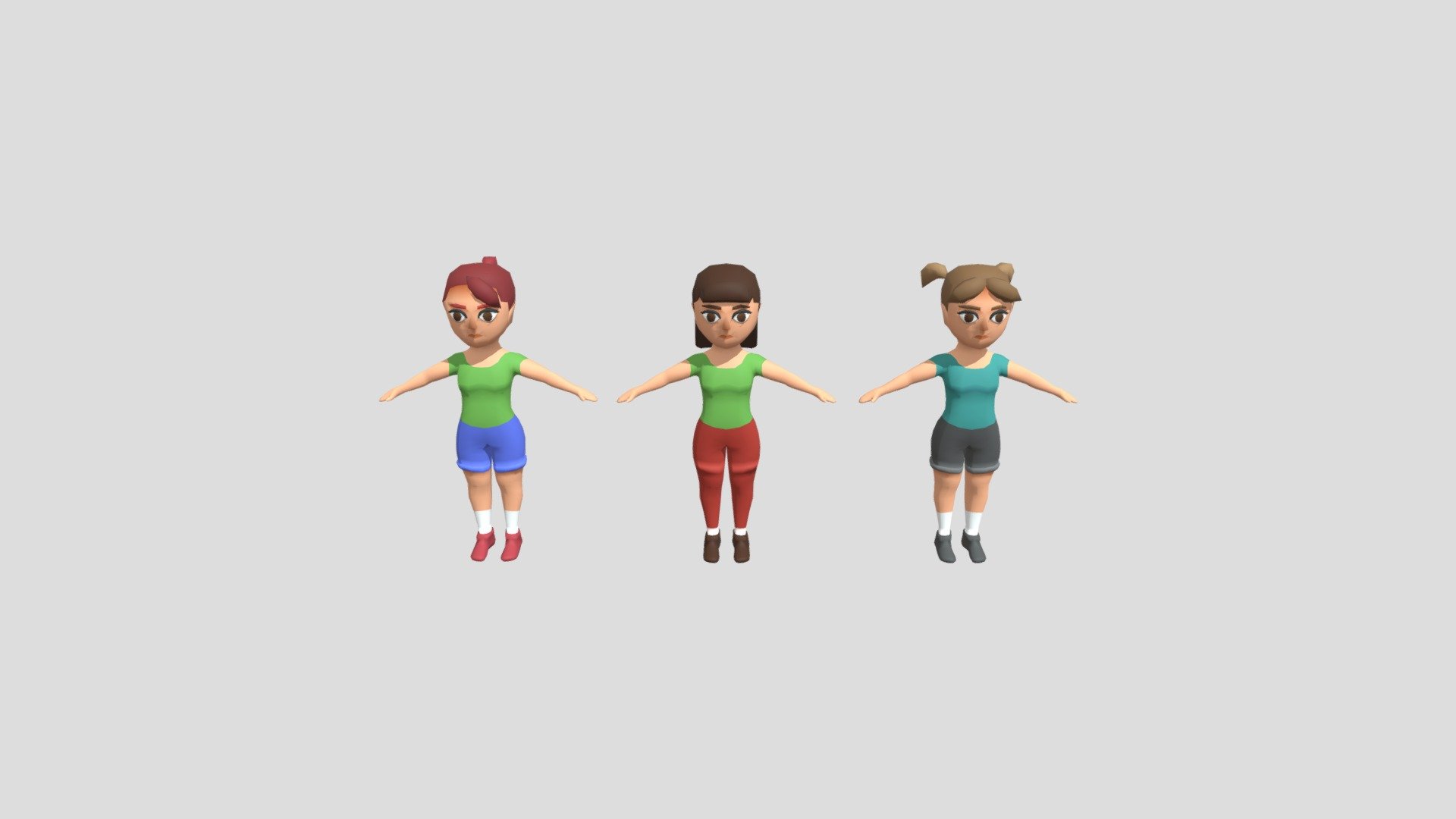 Low poly women charachters 3d model