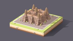 Cartoon Low Poly Angkor Wat