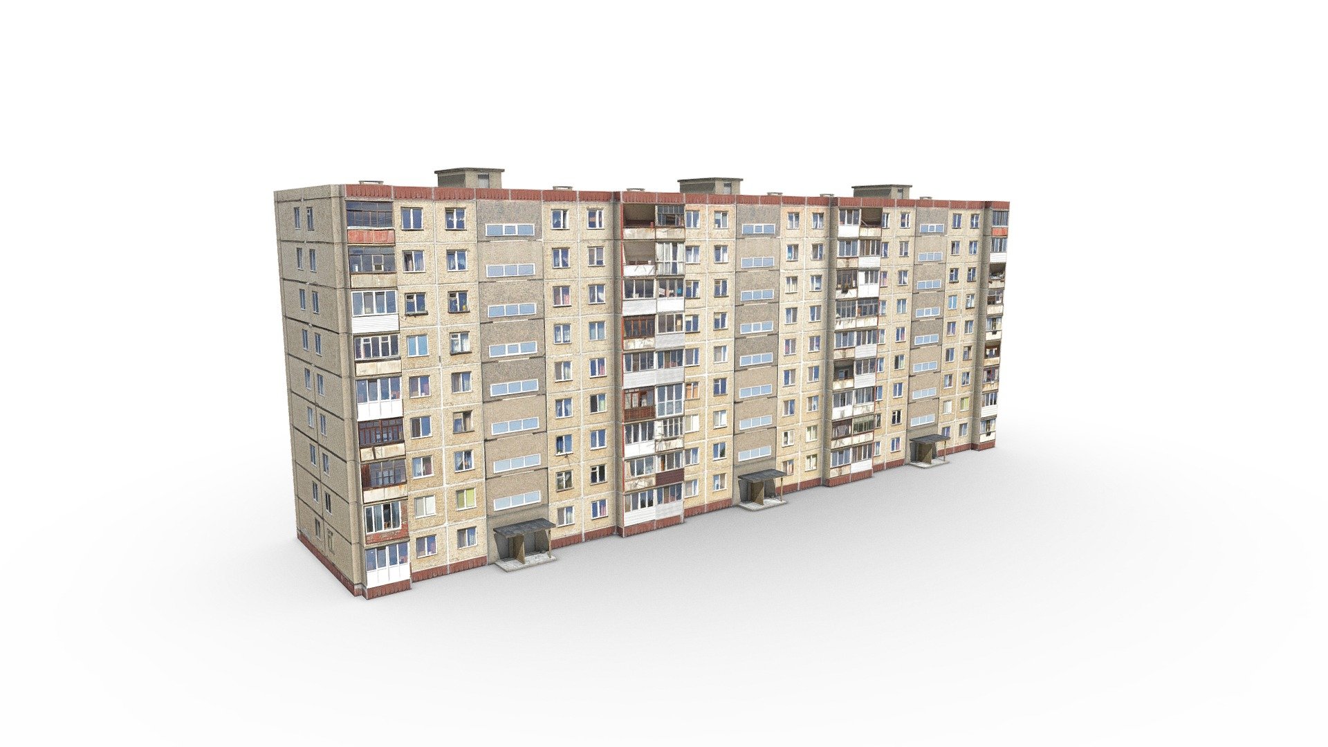 Nine-storey residential building 3d model