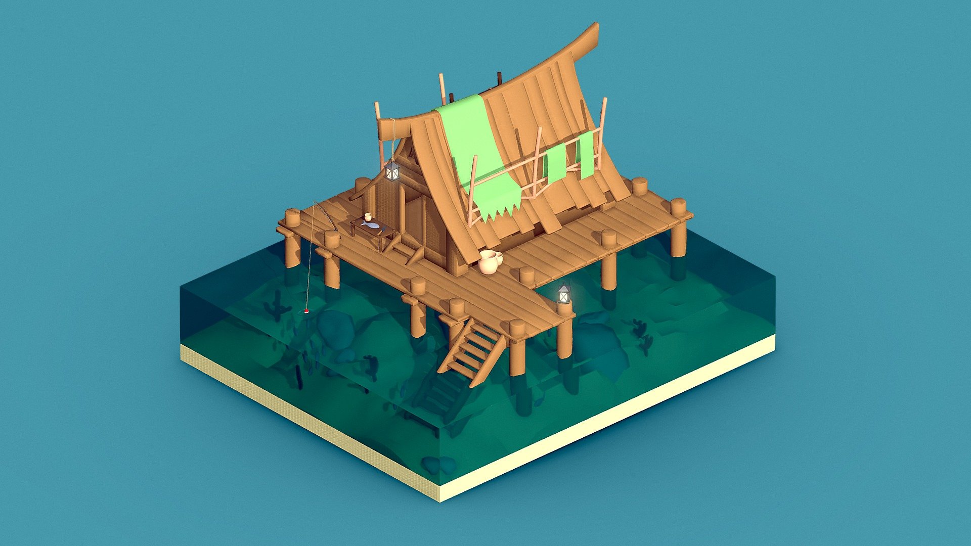 Tiny Fishing House 3d model