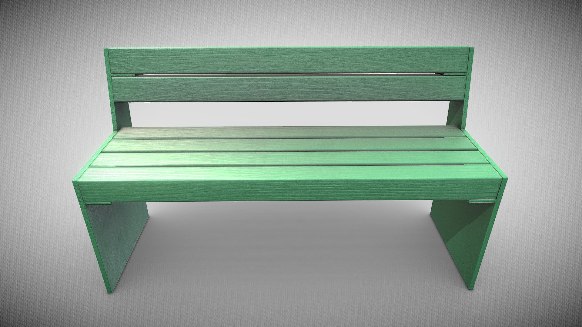 Park Bench [8] Green 2 Metal Frame 2 3d model