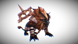 Lowpoly steampunk Lion monster boss