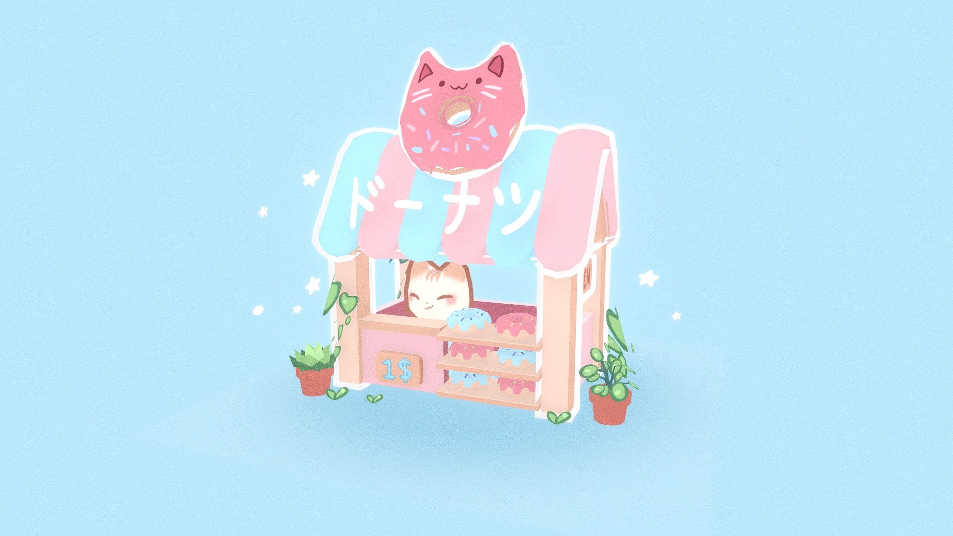 Kitty Donut Shop 3d model