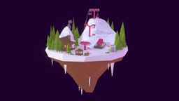 Cartoon Low Poly Slope Resort