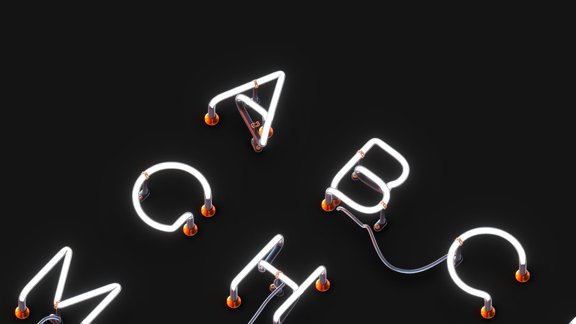 Neon Typography 3d model