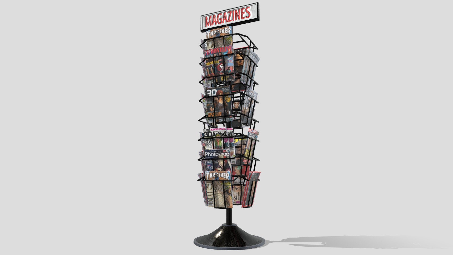 Magazine Display Rack (low-poly) Prop 3d model