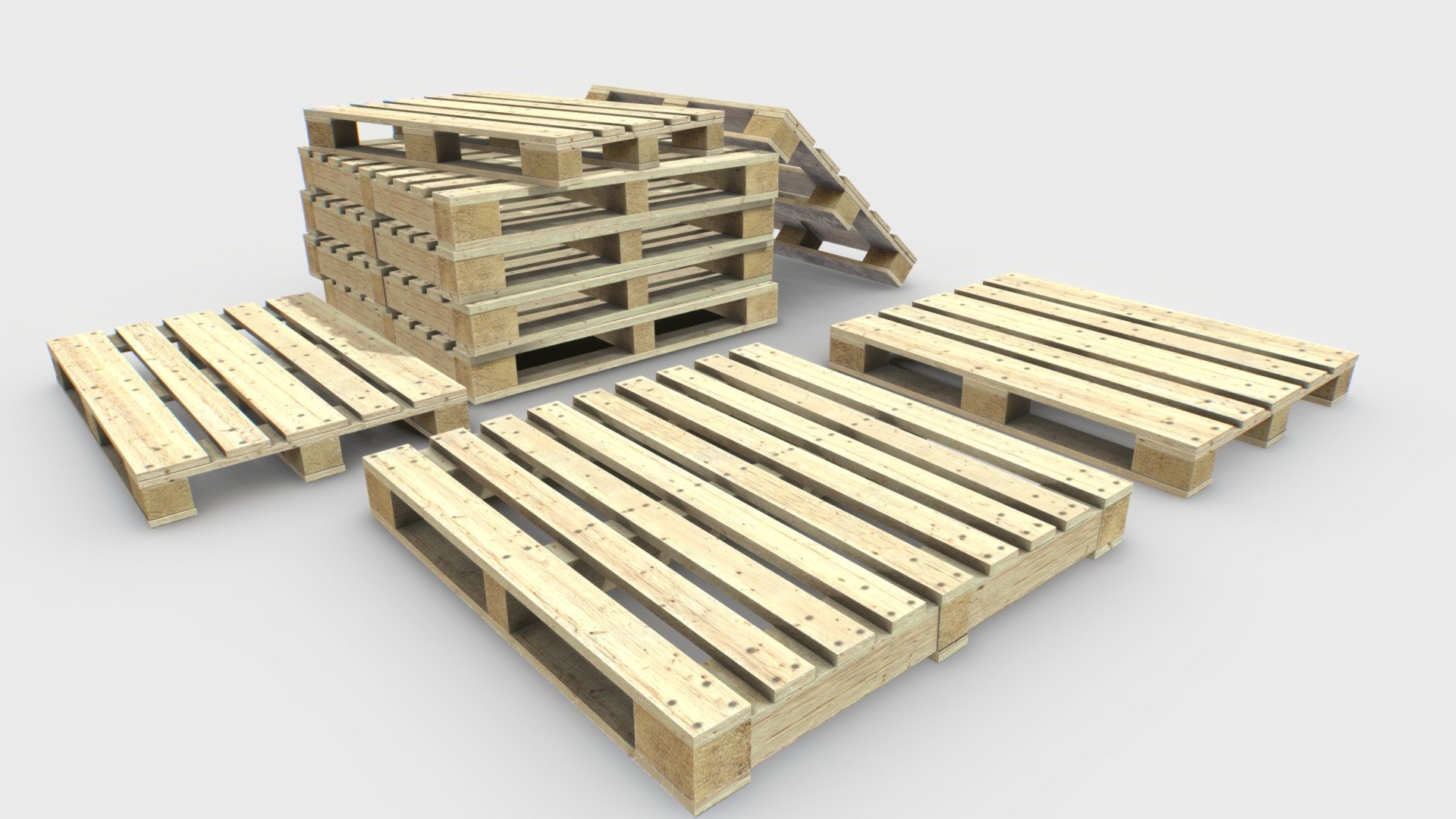 Industrial Wooden Pallet 6 3d model