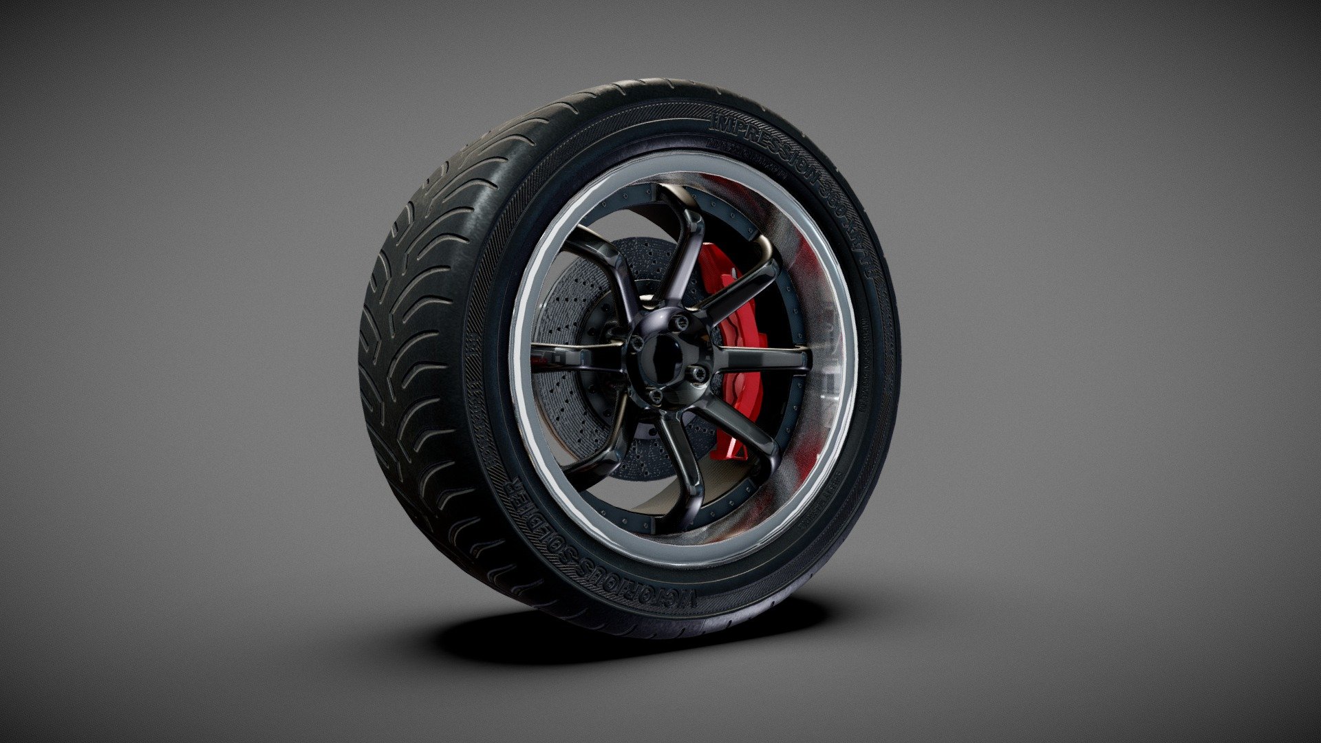 Tune Racing Tire and Rim 2 3d model