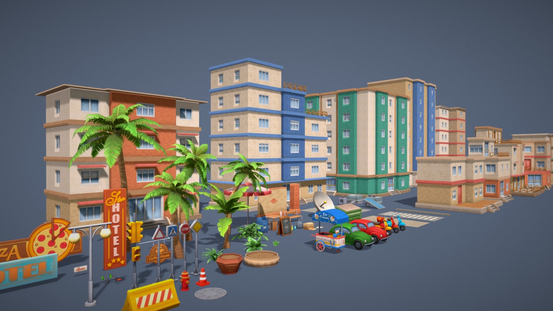 Resort town parts 3d model