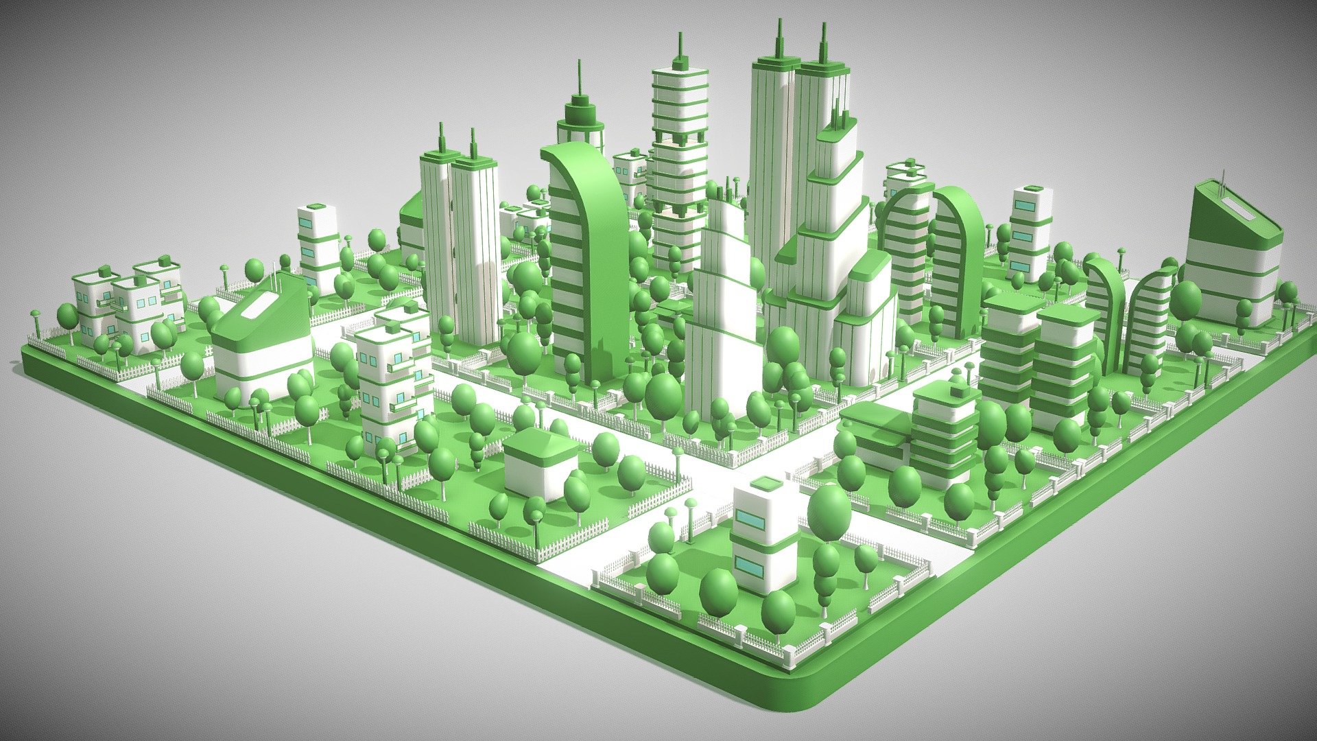 Cartoon Low Poly City (Mini Pack) 3d model