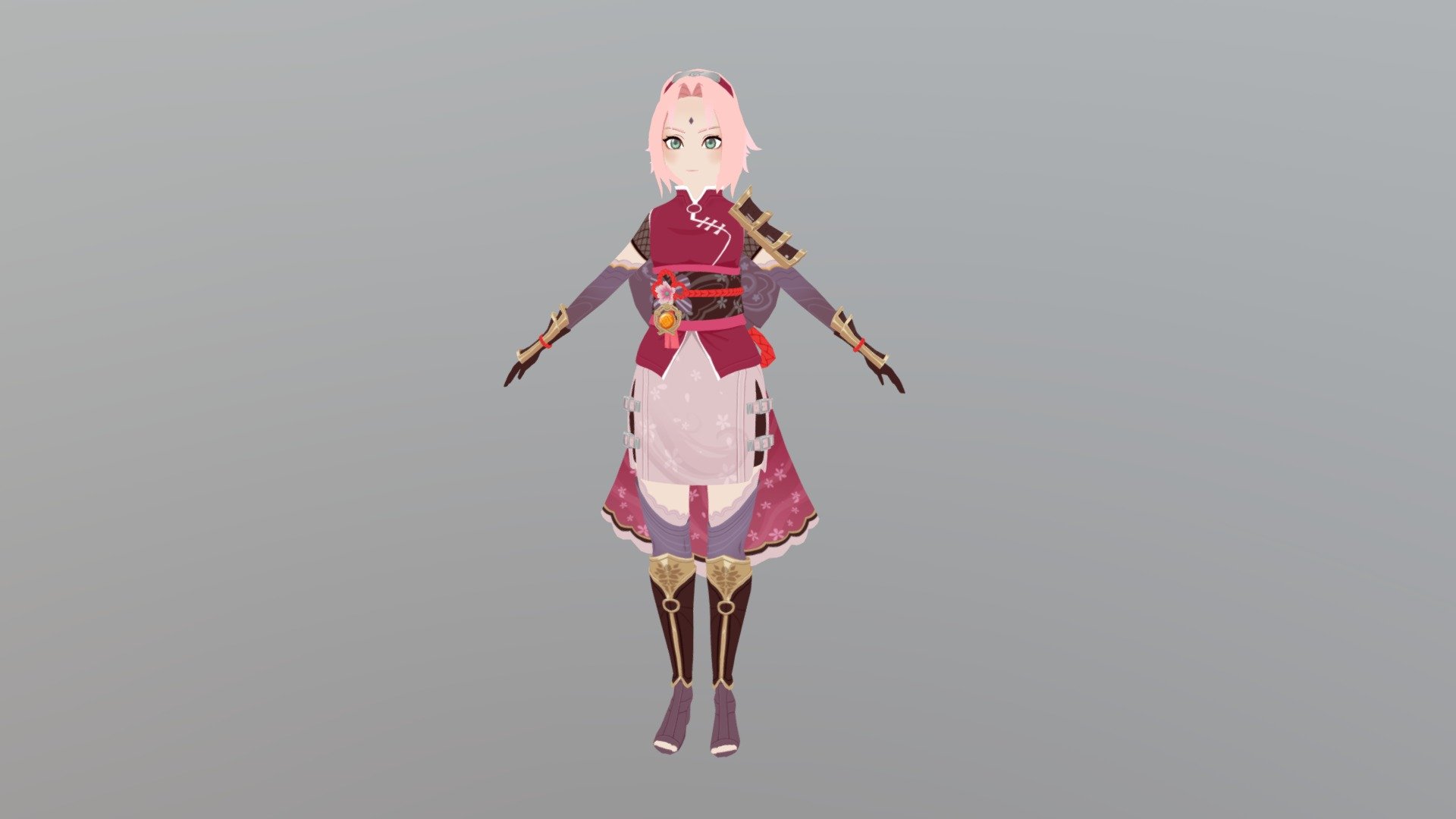 Sakura Haruno Genshin Impact Fan Art 3d model