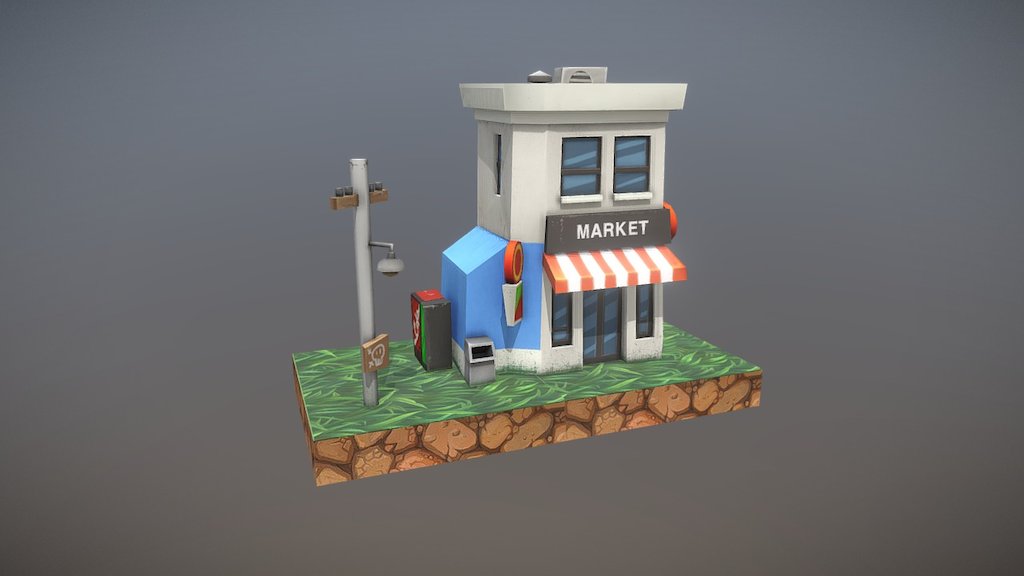 Cartoon market 3d model