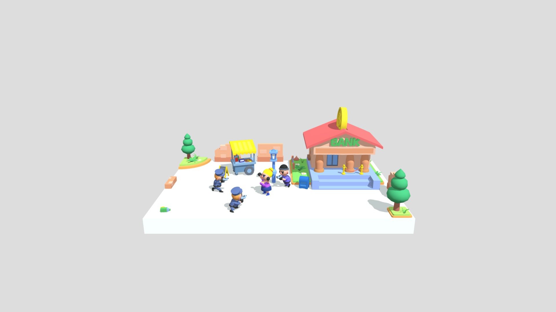 Cartoon Bank 3d model