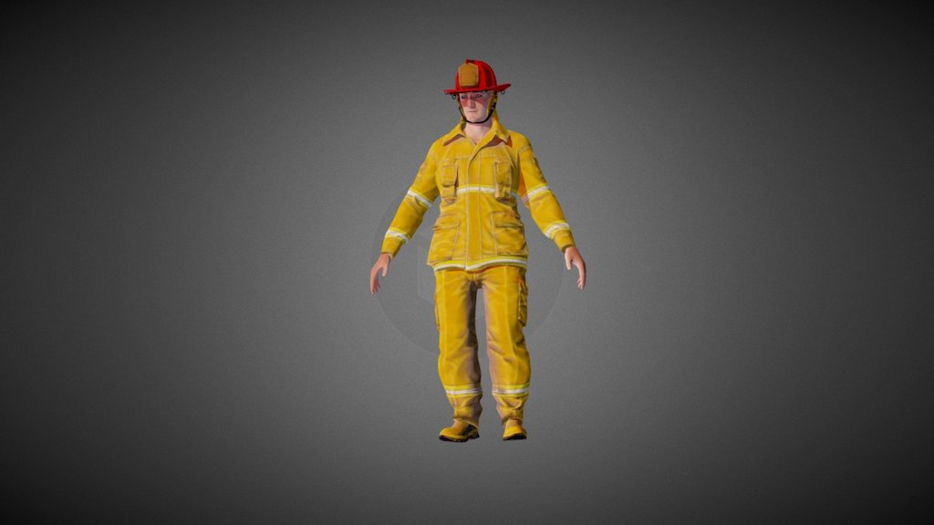 Animation Firefighter 3d model