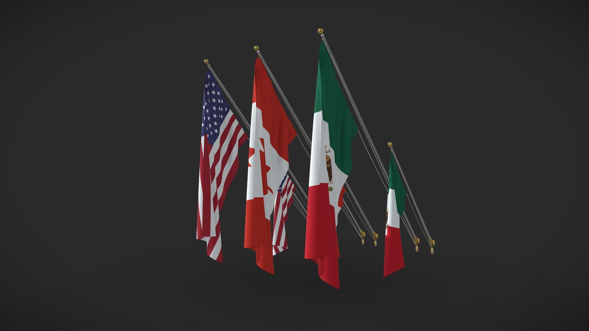 Wall Mounted Flag Pole. Archviz Ready 3d model