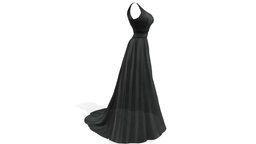 One Shoulder Long Train Black Gown