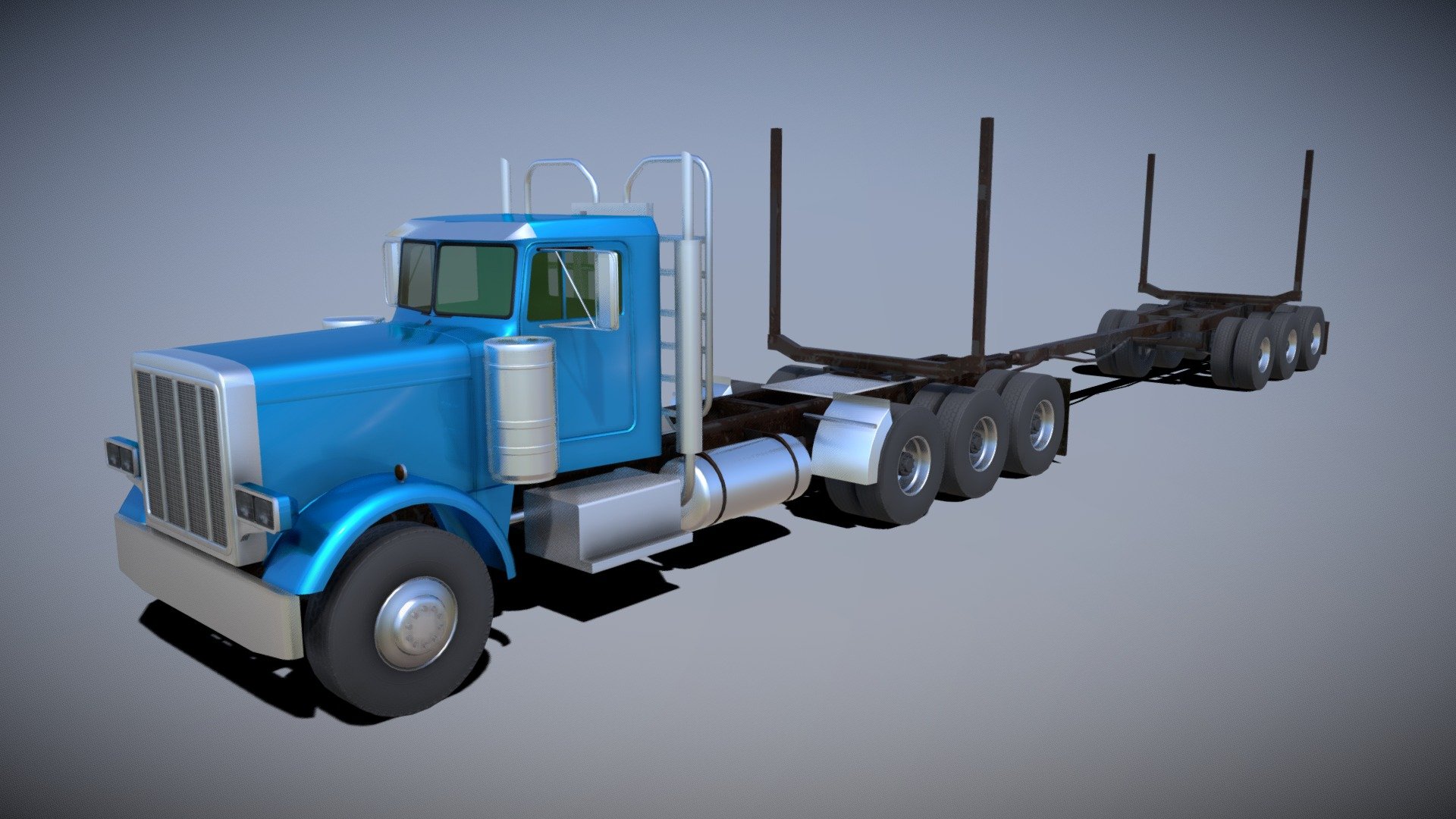 Logging Truck and Pole Trailer 3d model