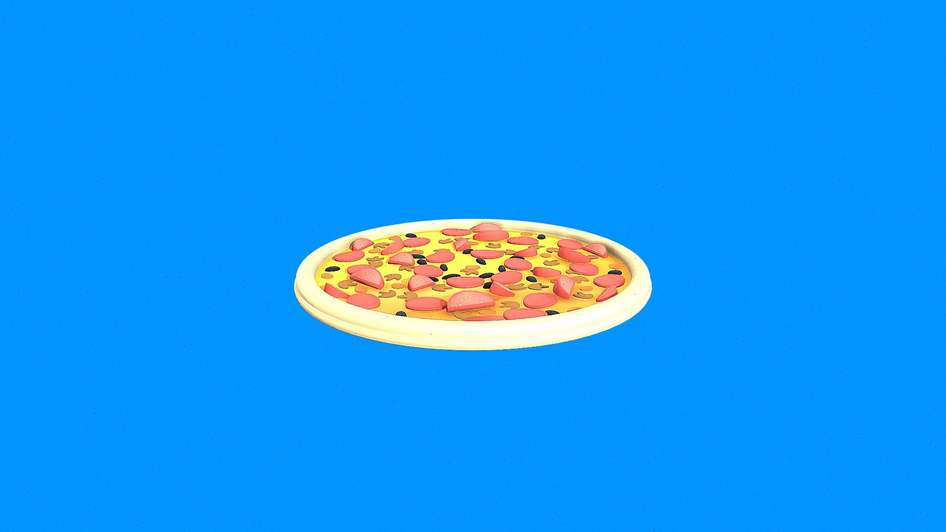 Cartoon pizza 3d model