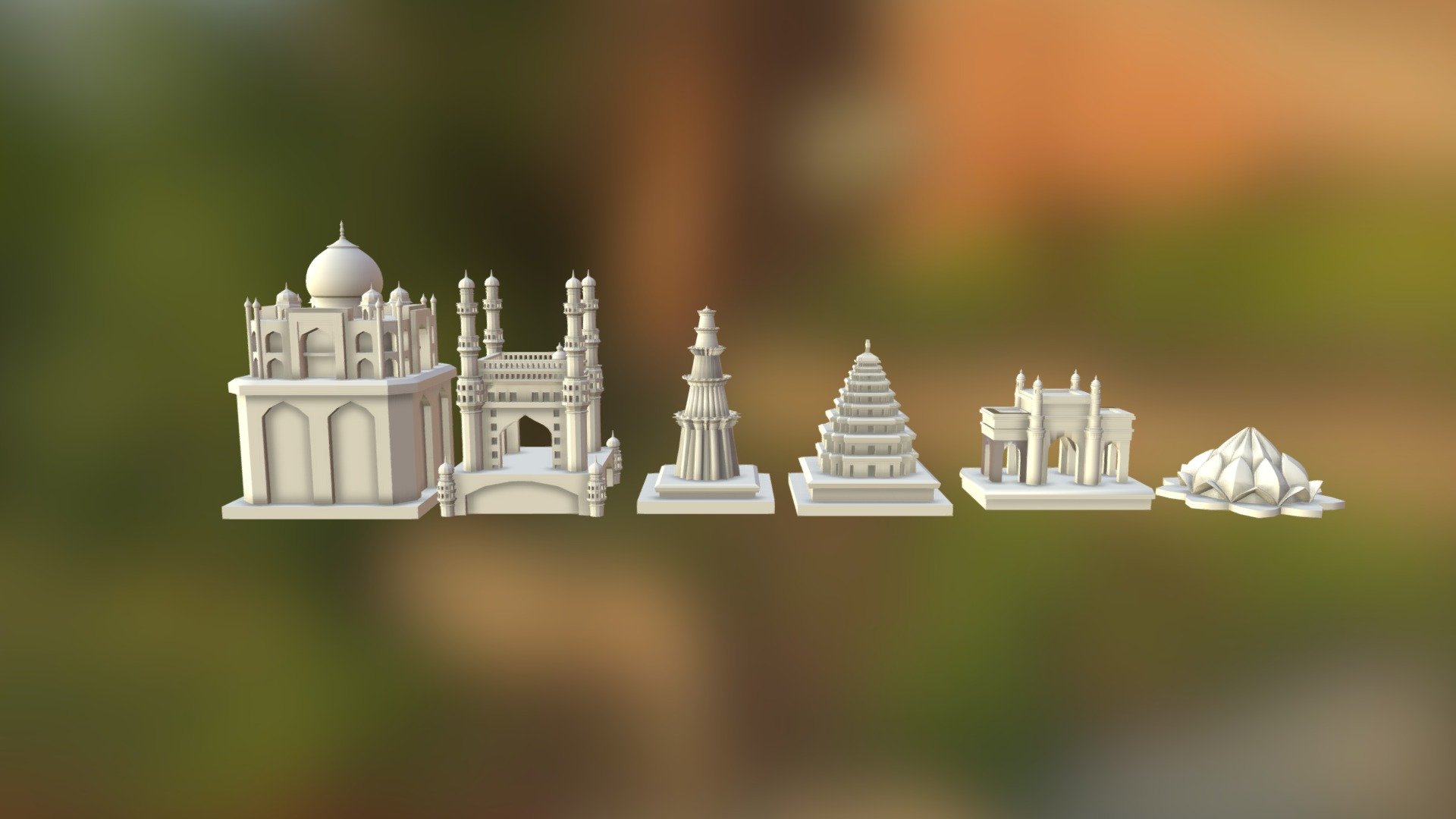 Monuments Of India Chess Set 3d model