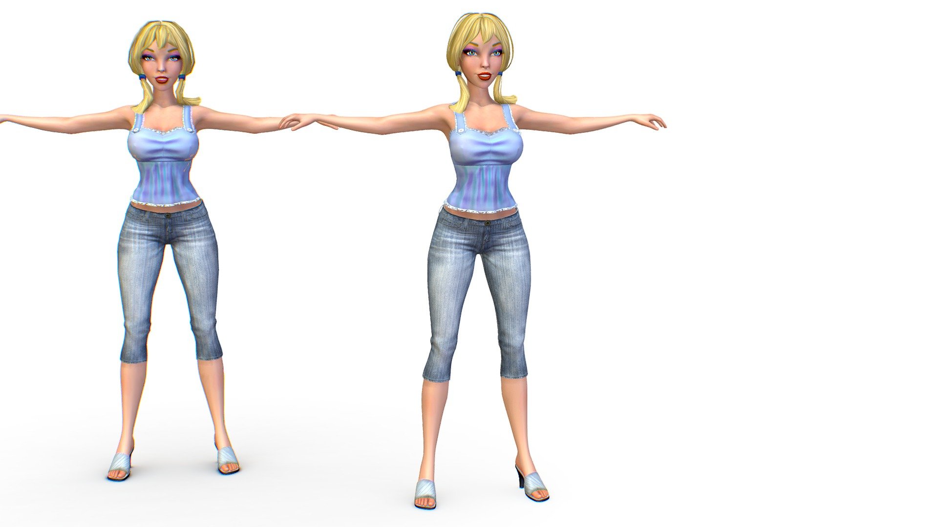 Subdivision 3d model Young Casual Girl 3d model