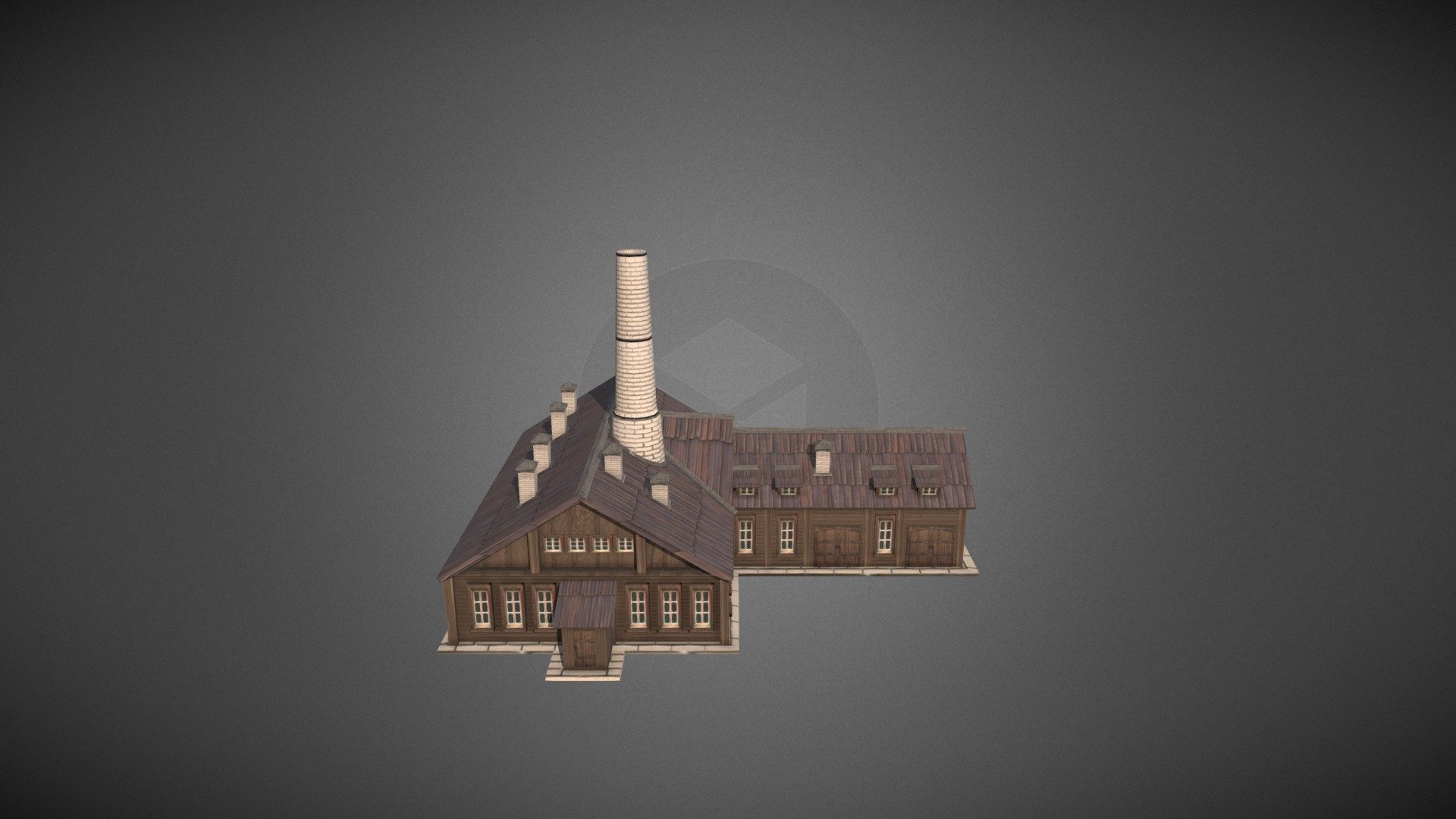 Industrial Factory Smokehouse Crematorium 3d model