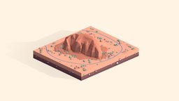 Cartoon Low Poly Uluru Landmark