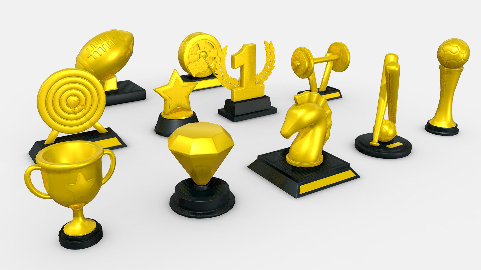 Fantasy Trophies 3D Model 3d model